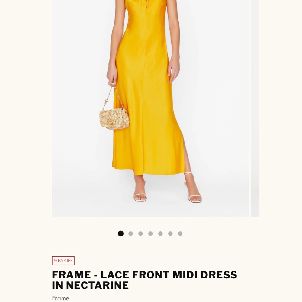 Frame Lace-up Midi Dress in Nectarine